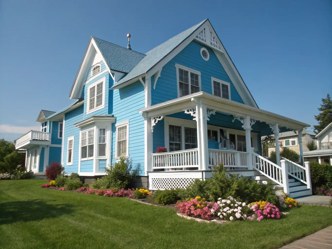 A house with a fresh coat of exterior paint, showcasing vibrant color and clean lines, representing PrimeCoat Painting's exterior painting service.